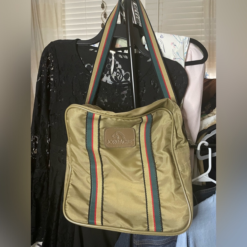 Jordache Tan and Green Utility Bag